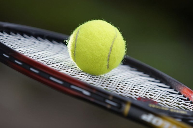 AF01.JPG - Door een combinatie van belichting en achtergrond komt het harige karakter van de tennisbal goed tot zijn recht.