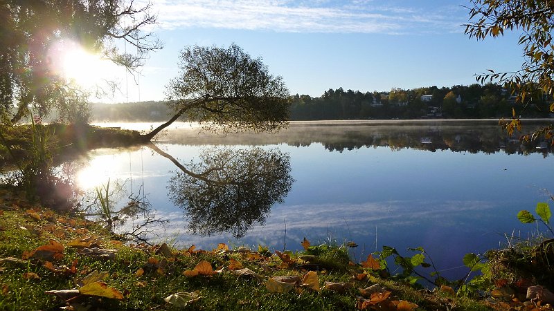 AF03.jpg - Heel mooi deze foto, hij geeft de rust van de vroege morgen heel mooi weer. Het spiegelgladde wateropppervlak benadrukt die rust ook nog eens. De lichtvlek door de zon op het voorste lensdeel had misschien nog wat kunnen worden verminderd, door of een zonnekap te gebruiken, of een iets ander camera standpunt te nemen.