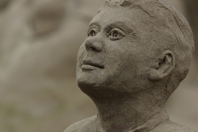 AU02.JPG - Mooi detail van een zandsculptuur. Goed scherp en een hele mooie onscherpe achtergrond.